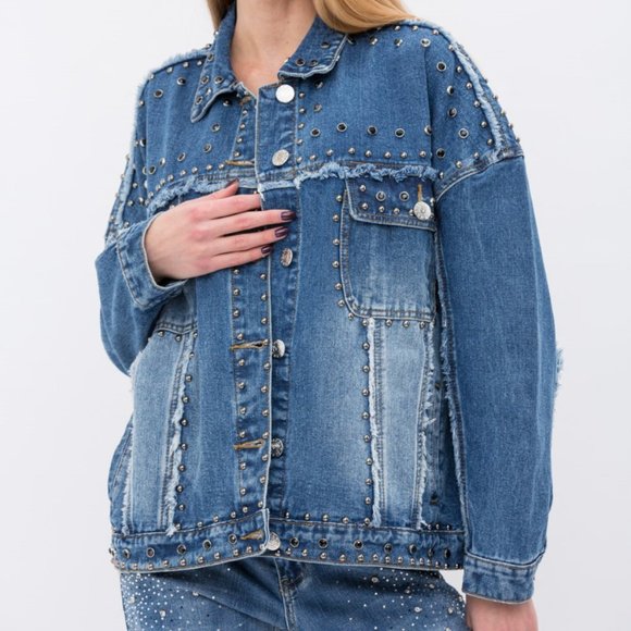 NEW VOCAL DENIM JEAN JACKET OVERSIZED VINTAGE harley biker rocker SM-XL western - Picture 4 of 5